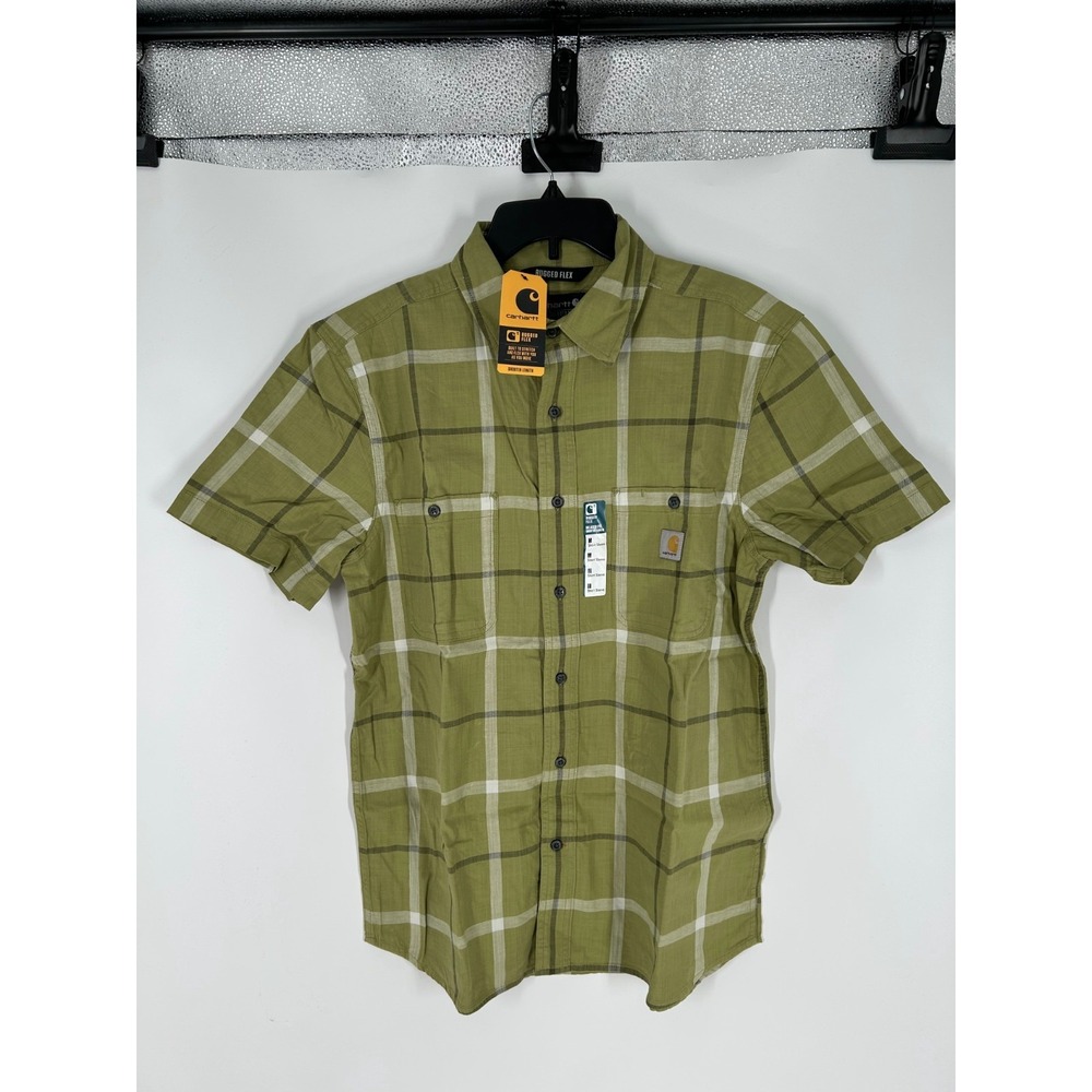 Carhartt Shirt Rugged Flex 105701 GC1 Relaxed Short Sleeve Button Up Mens Medium